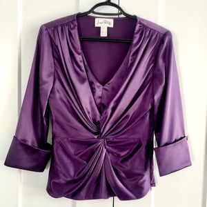 Joseph Ribkoff, Purple, Satin, Twist Front, Top, Blouse, Size 6, Nice Condition